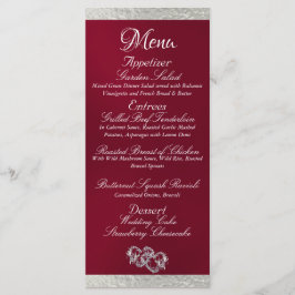 Menu Corações e Monograma - Casamento Borgonha/Prata