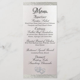 Menu Corações e Monograma - Casamento Branco/Prateado