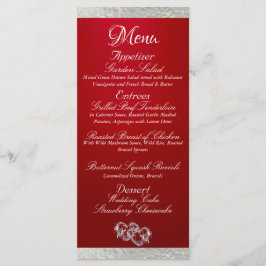 Menu Corações e Monograma - Casamento Crimson/Prata