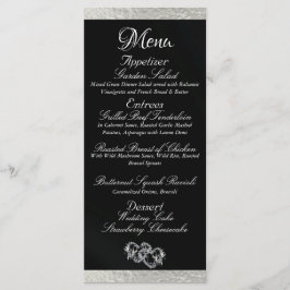 Menu Corações e Monograma - Casamento Preto/Prateado