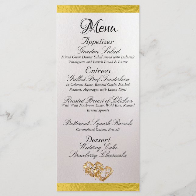 Menu Corações e Monograma - Pérola Branca/Casamento Dou (Frente)