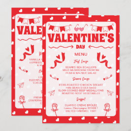Menu Corações Feliz Dia dos Namorados Padrão de Amor Mo