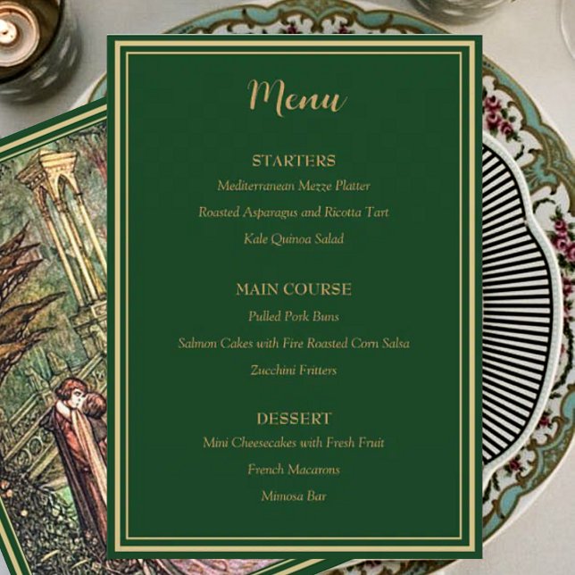 Menu Corações Florais Dourados Medievais e Casamento co (Criador carregado)