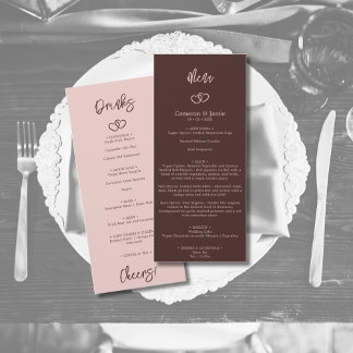 Menu Corações Minimalistas Vermelho Siena Janto e 