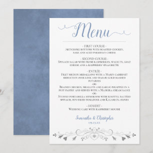 Menu Corações Silvícolas Legantes Casamento Azul de Fil