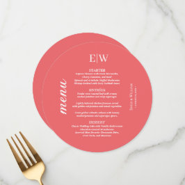 Menu Coral Simples Sunset Elegante com Casamento Monogr