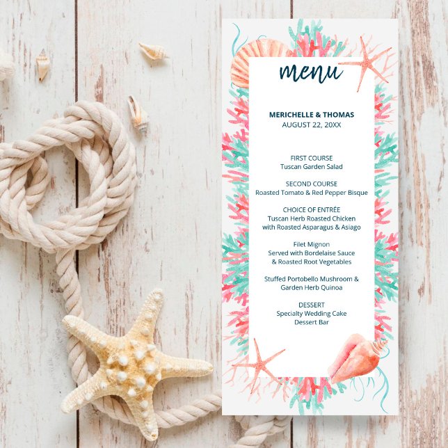 Menu Coral Tropical | Sob O Casamento Marítimo (Criador carregado)
