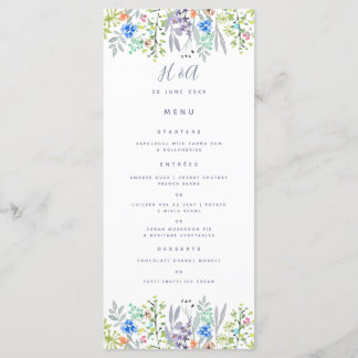 Menu Cornflower rustic greenery Wedding Breakfast