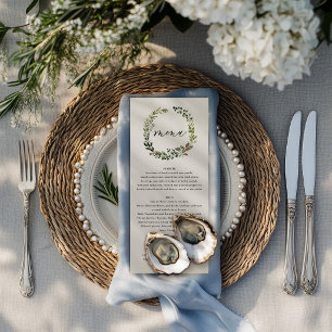 Menu Coroa Botânica Casamento Cardápio Aquarela Verde M