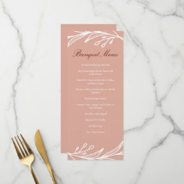 Menu Coroa de folhas cor-de-rosa moderno banquete de ca