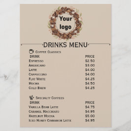 Menu Coroa de Grão de Café Botânico com Logotipo Person