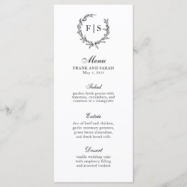 Menu Coroa de Monograma Preto e Branco Tradicional no M