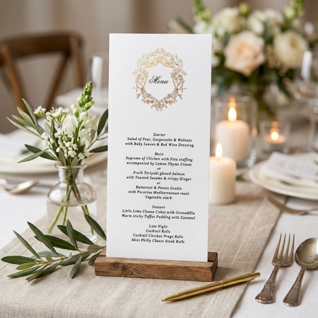 Menu Coroa Floral Clássica Monograma Casamento (Criador carregado)