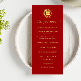 Menu Coroa floral vermelha dupla felicidade casamento c