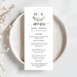 Menu Coroa Monograma de Casamento Elegante