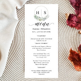 Menu Coroa Monograma de Casamento Elegante