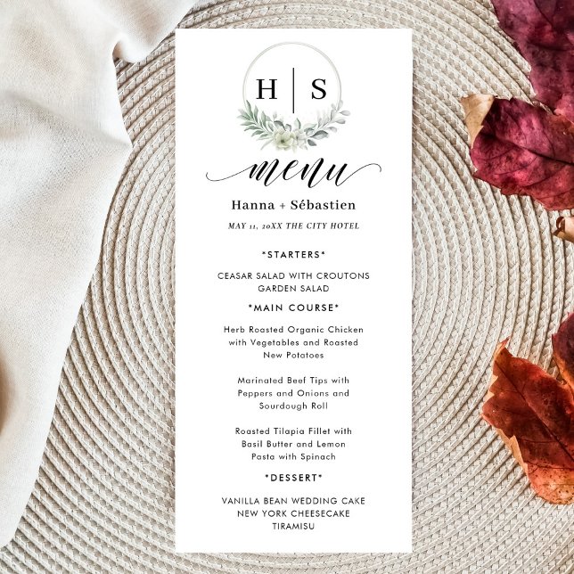 Menu Coroa Monograma de Casamento Elegante (Criador carregado)