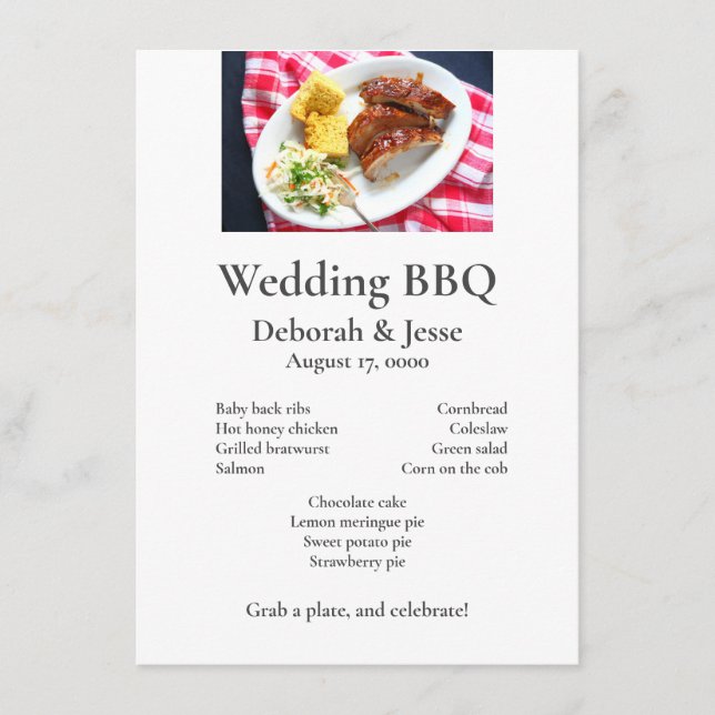 Menu costelas de churrasco jantam num pano colorido (Frente)