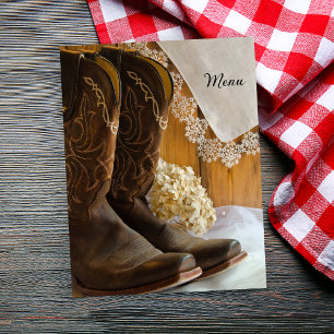 Menu Country Boots and Lace Western Weding