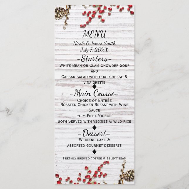 Menu Country Winter Holidy Berries & Pine Cone (Frente)