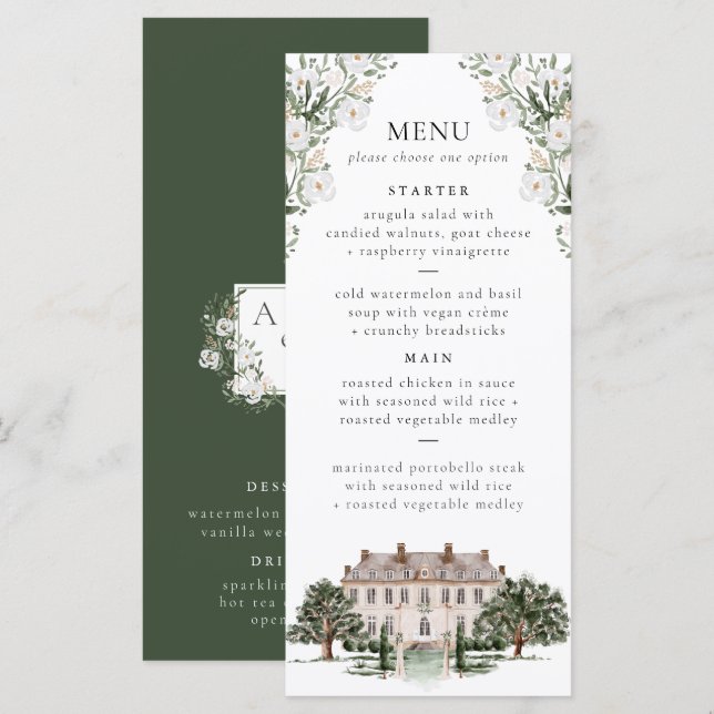 Menu Countryside Manor Weding (Frente/Verso)