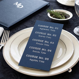 Menu Course No Minimalist Dinner Typography Navy