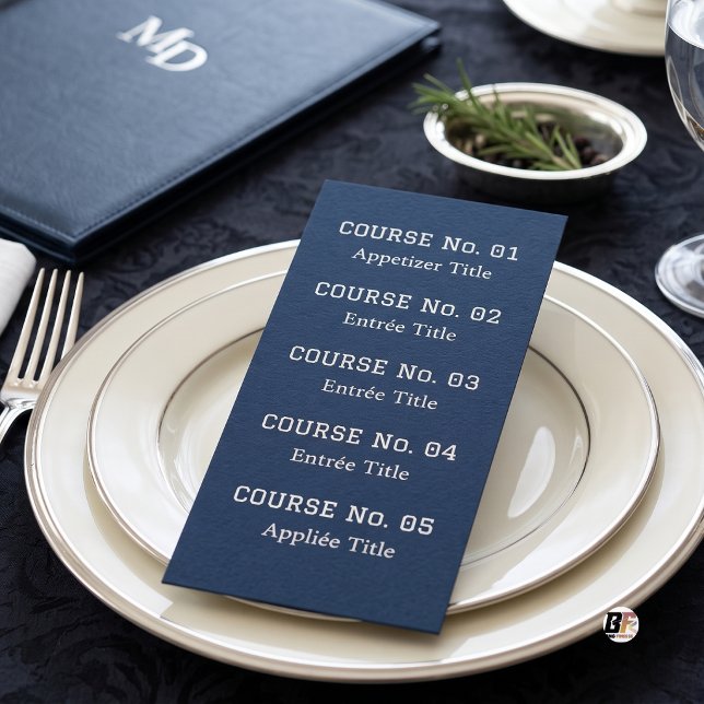 Menu Course No Minimalist Dinner Typography Navy (Criador carregado)