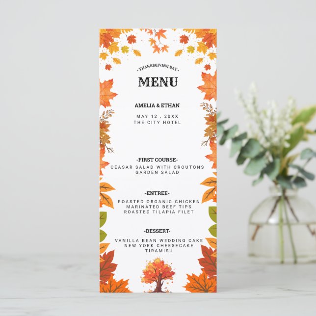 Menu Cozy Fall Thanksgiving Dinner Party (Em pé/Frente)