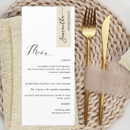 Menu Creme Beige Personalizado com o Nome de Convidado