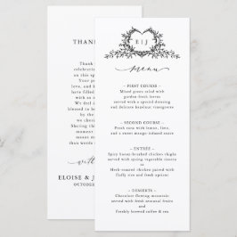 Menu Crest de Caligrafia Minimalista Dupla Face Casamen