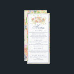 Menu Crest. Fabrito de Watercolor Floral<br><div class="desc">Encantem seus hóspedes com uma noite no jardim e esses lindos menus de crista floral de casamentos de aquarelas. Cada inserção é mais deliciosamente colorida que a seguinte. Com pop de azul, pêssego, rosa, verde e creme, cada detalhe elegante e caprichoso do seu dia é encantadoramente coordenado. Para ver mais...</div>