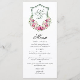 Menu Crest Floral Rosa Casamento