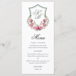 Menu Crestas Florais Rosa Casamento