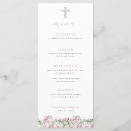 Menu Criança de Menino do Batismo Floral Rosa Rosa Rosa