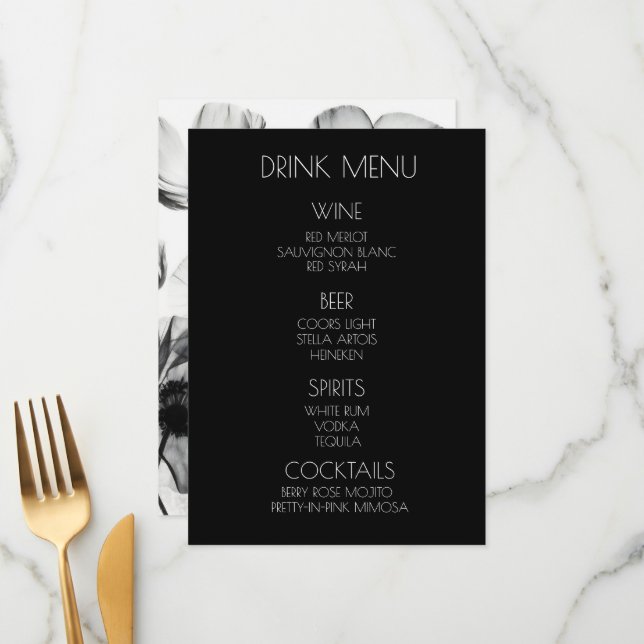 Menu Crie o seu - Flores Selvagens de Raio X B&W Bebem (Frente/Verso In Situ)