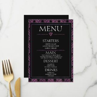 Menu Crie o Seu Próprio - Arte Deco Preta Minimalista
