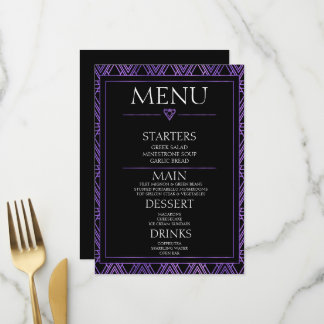 Menu Crie o Seu Próprio - Arte Deco Preta Minimalista
