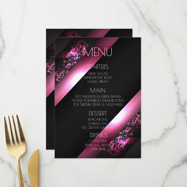 Menu Crie o Seu Próprio - Cantos Rosa Ousado (Frente/Verso In Situ)