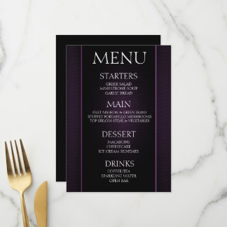 Menu Crie o Seu Próprio - Evento Minimalista Preto Roxo