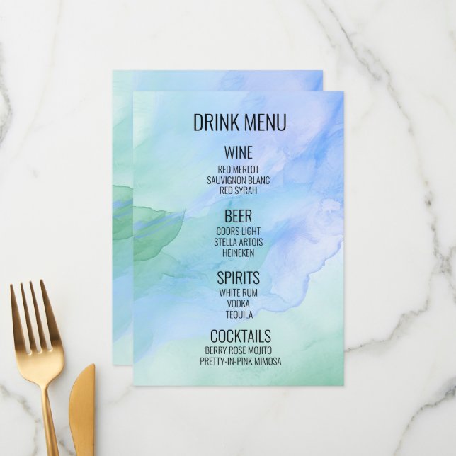 Menu Crie seu próprio - Bebida em Segundo Plano de Aqua (Frente/Verso In Situ)