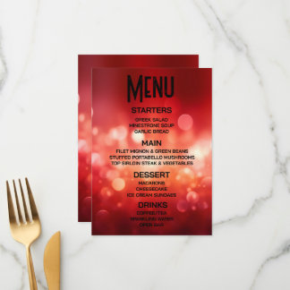 Menu Crie Seu Próprio Bokeh Vermelho Brilhante