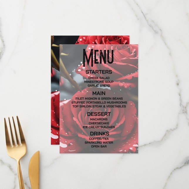 Menu Crie seu próprio Closeup de Rosas Vermelhas (Frente/Verso In Situ)