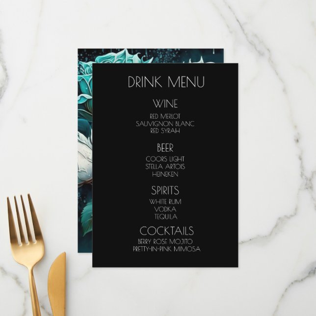 Menu Crie seu próprio - Rosas brancas azuis bebem (Frente/Verso In Situ)