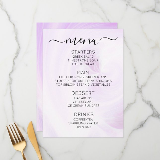 Menu Crie Seus Próprios Redemoinhos de Luz Branca Perso (Frente/Verso In Situ)