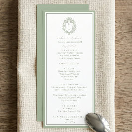 Menu Crista Botânica Monograma em Verde Sálvia Cardápio