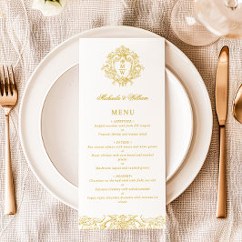 Menu Crista de Monograma Elegante Casamento Regência Vi