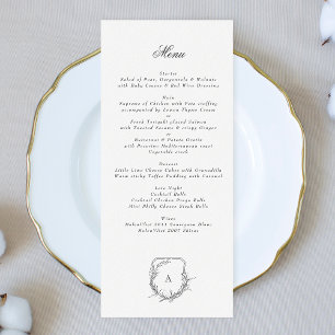 Menu crista tradicional de monograma floral botânico c