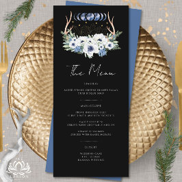Menu Cristais de Lua Flores Boho Casamento Metafísico
