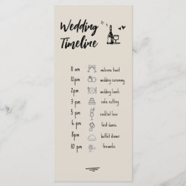 Menu Cronologia de Casamento Ilustrada em Cinza Retro