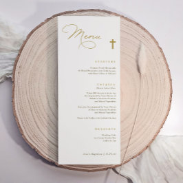 Menu Cruz de Ouro Elegante Simples Moderno Batismo